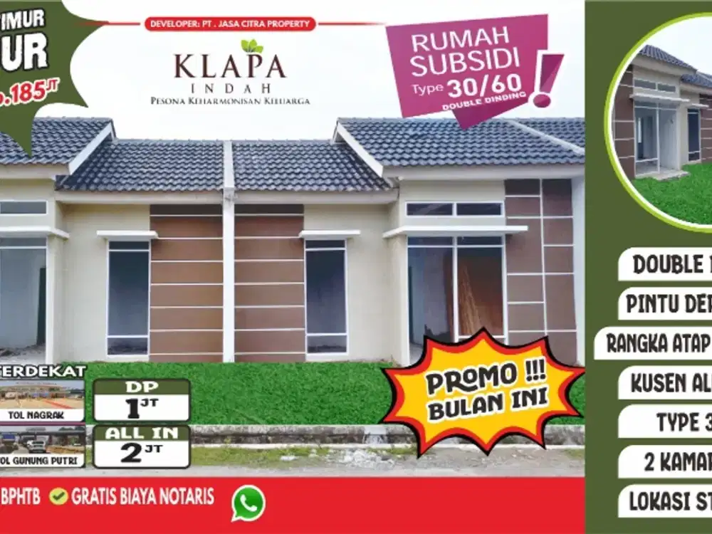 Rumah subsidi belakang taman buah mekar sari