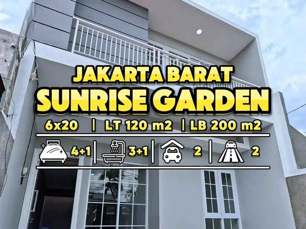 RUMAH BARU SUNRISE GARDEN 6x20 10 MENIT KE MALL PURI INDAH