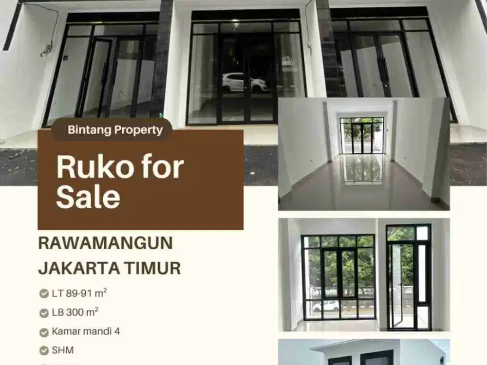 jual Ruko 4 lantai di Rawamangun Jakarta Timur