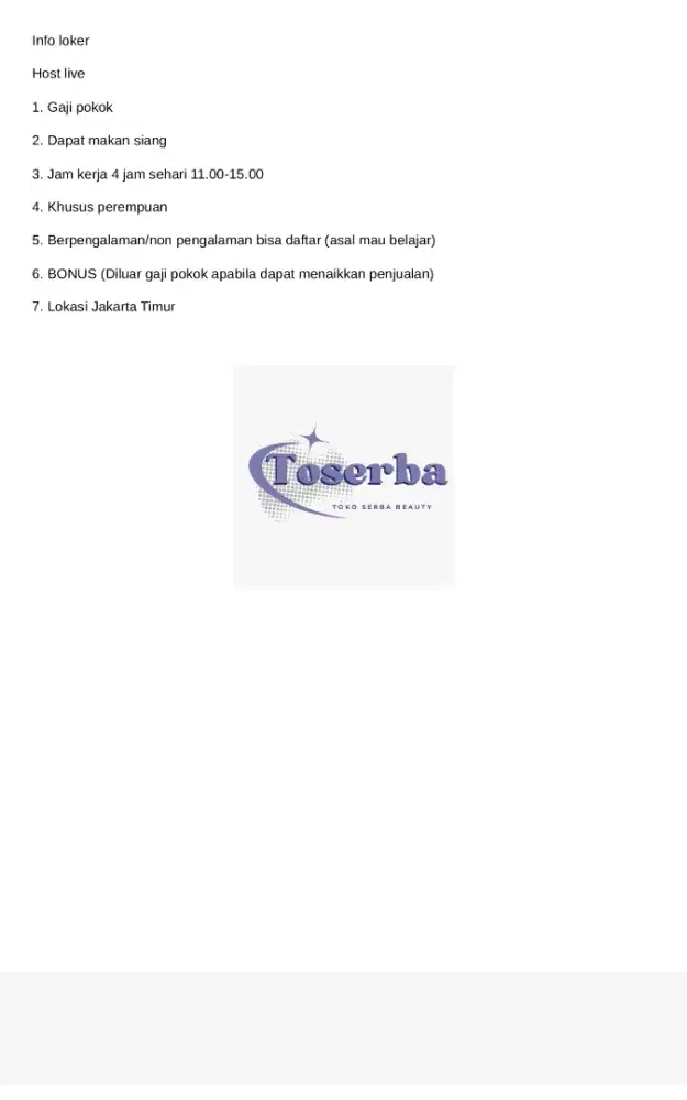 Lowongan freelance host