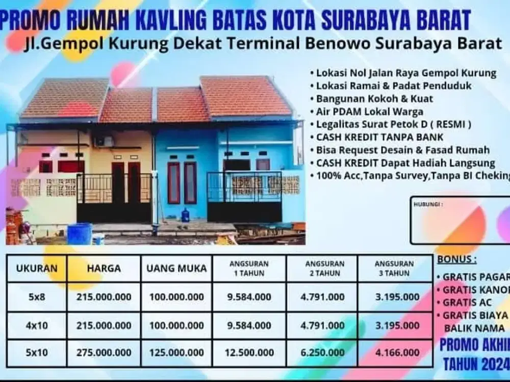 rumah kredit Inhouse murah lokasi belakang paragon Benowo
