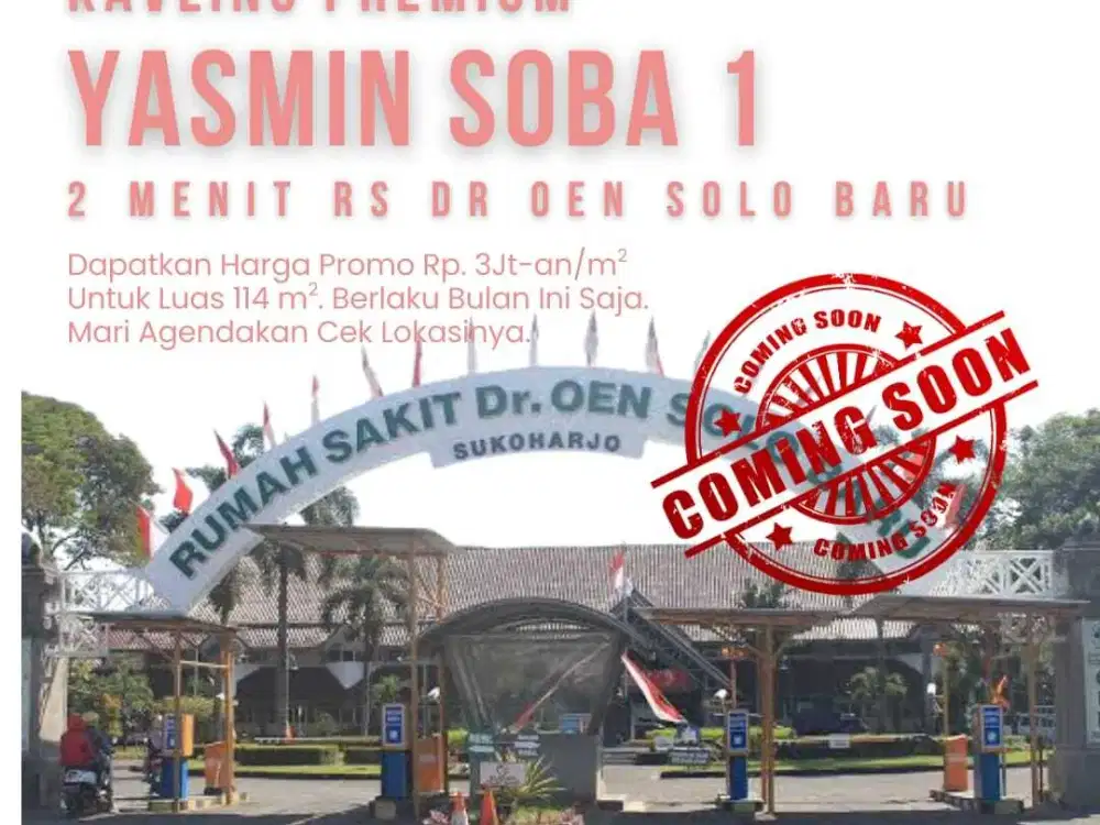 Tanah Sektor 9 Solo Baru 3 Jt-an/m2: Dekat RS Dr. OEN, SHM