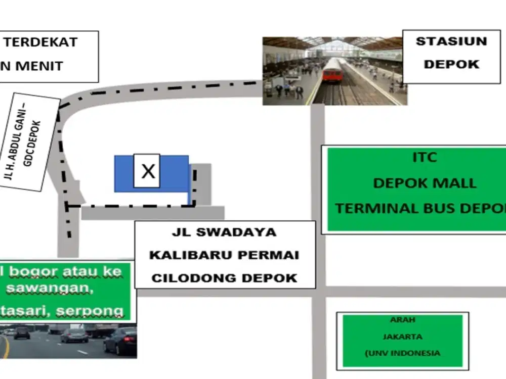 Tanah SHM 260 dekat GDC Depok Jalan SwadayA CIlodong DepOk