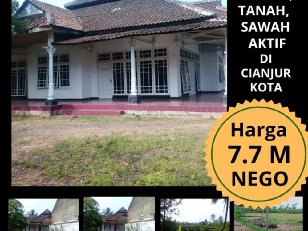 Tanah, sawah aktif plus rumah view Gunung Gede di Cianjur