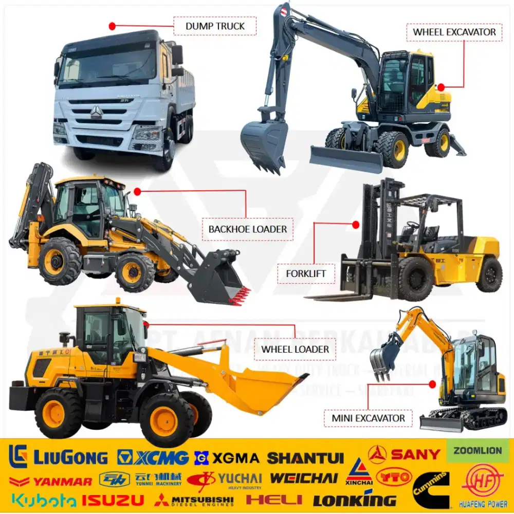 Crane Concrete Mixer BullDozer Loader Excavator Forklift Dump Truck