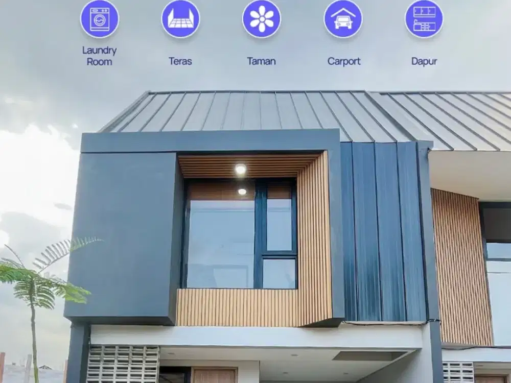 RUMAH 2 LANTAI DI LIMO 5 MENIT DARI PINTU TOL LOKASI STRATEGIS