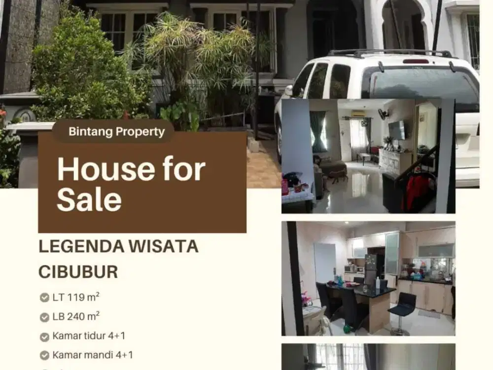 DIJUAL RUMAH LEGENDA WISATA CIBUBUR DEKAT TOL JATIKARYA