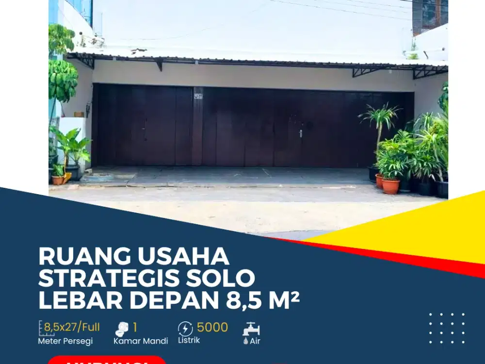 Ruang Usaha Strategis Banjarsari Solo Lebar Depan 8,5 m²