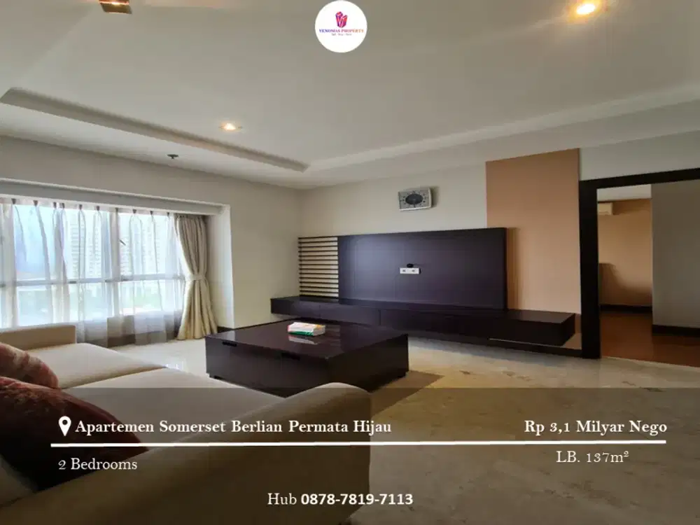 Dijual Apartement Somerset Permata Hijau 2 BR Full Furnished Middle Floor