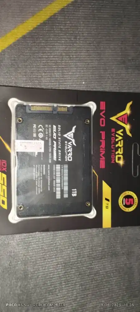 SSD SATA Varro 1TB, garansi resmi 5 tahun sisa 3 tahun lagi, RMA.