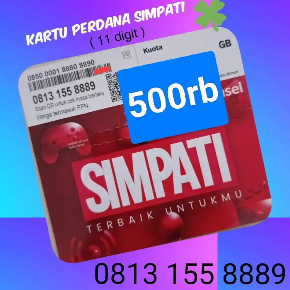 11 digiit Nomor Cantik Pilihan Kartu Perdana Simpati Telkomsel