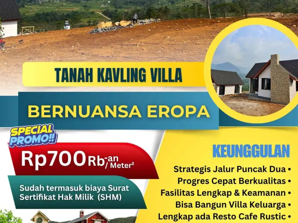 THE HANJAWONG VILLAS - Tanah Kavling Villa Nuansa Eropa SHM Bisa Bangun Jalur Wisata Puncak 2 Bogor