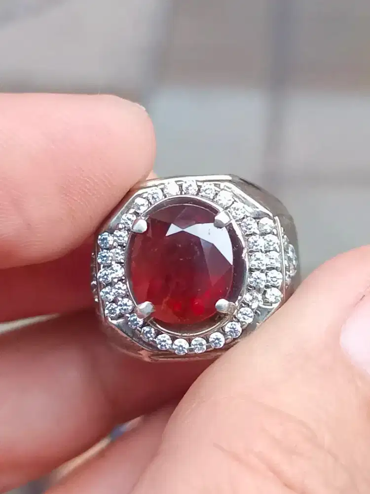 Batu garnet spessartite Namibia 5.99 carat ring perak memo MRI