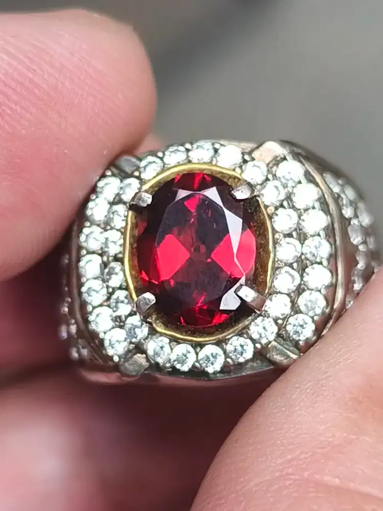 Cincin Batu garnet pyrope 1.96 crat ring perak memo MGL top kristal
