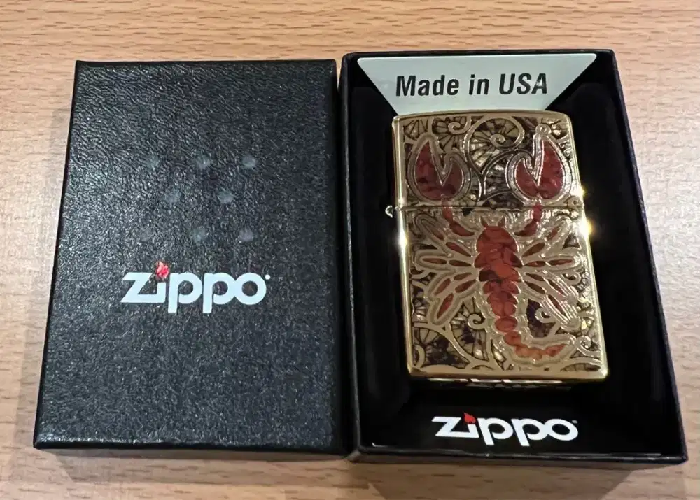 Zippo Fusion Scorpio Polish Brass Lighter Original Korek Api Kuningan