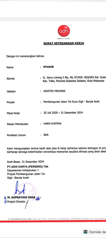 Saya mencari kerjaan