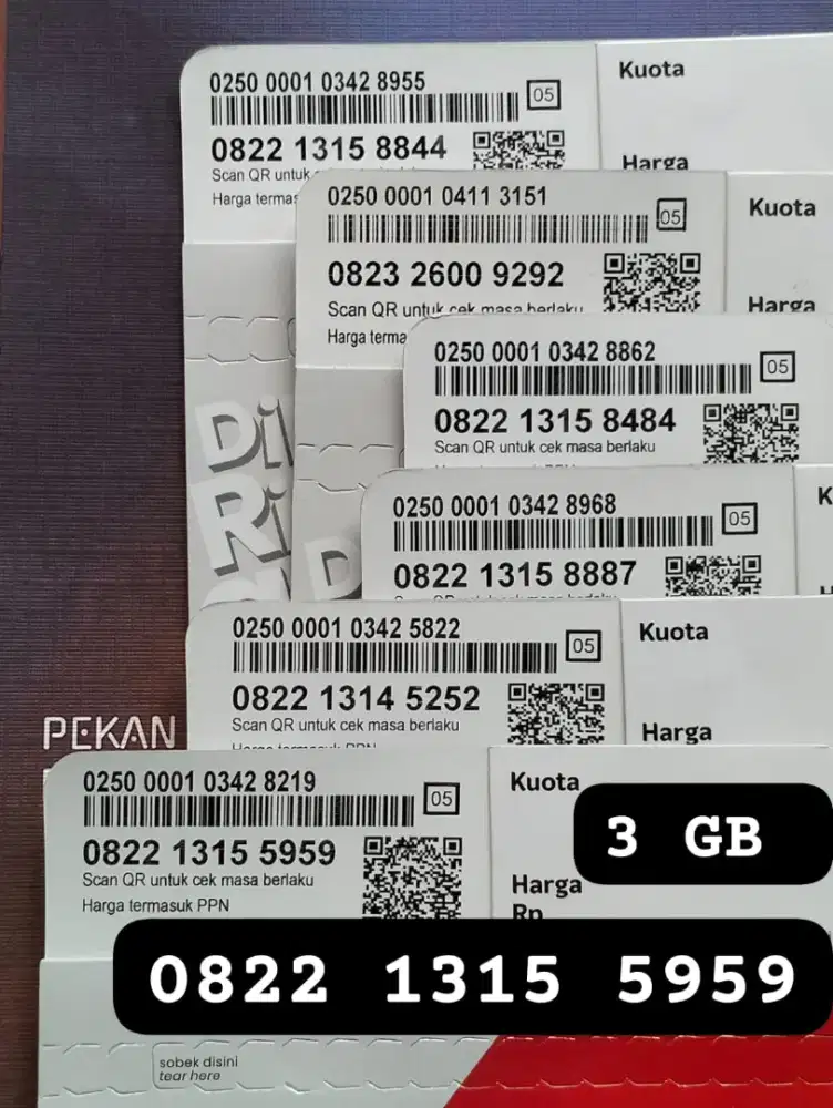 NOMOR CANTIK  SIMPATI 12 DIGIT ADA KUOTA 3 GB NASIONAL.