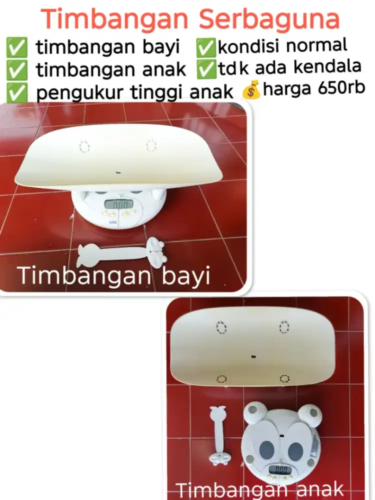 Timbangan serbaguna / timbangan bayi / timbangan anak, pengukur tinggi