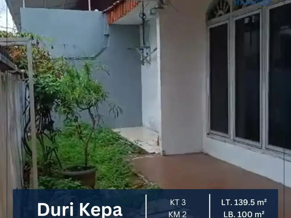 DISEWAKAN RUMAH TINGGAL LT 101 M2 ROW 2 MOBIL DURI KEPA JAKARTA BARAT