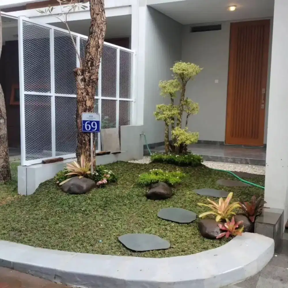 Jasa pembuatan taman minimalis - tukang taman rumput gajah mini