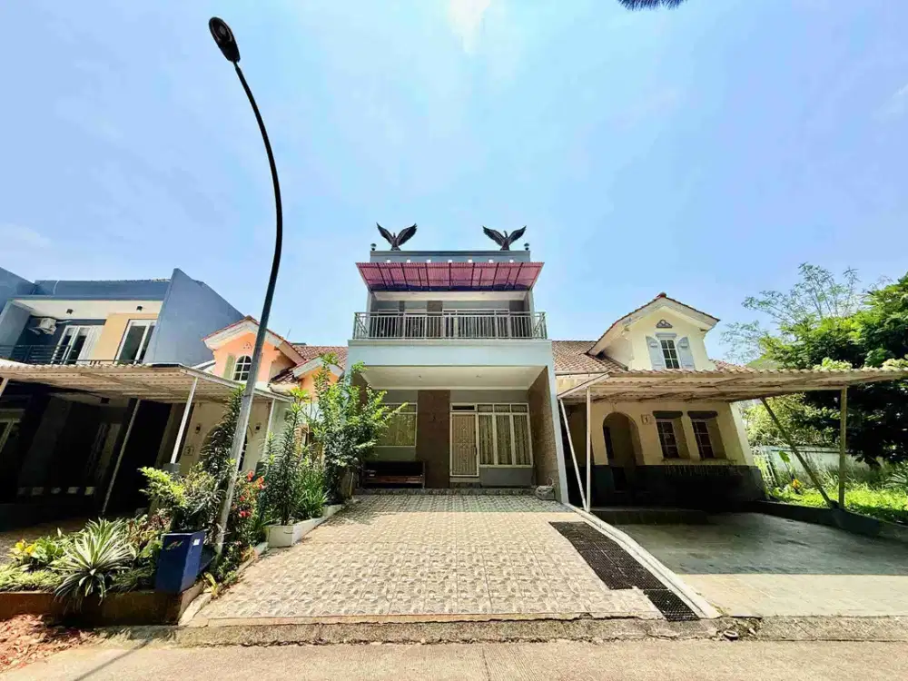 Rumah modern tropis 3 Lt view pegunungan di cluster terdepan di Sentul City Bogor