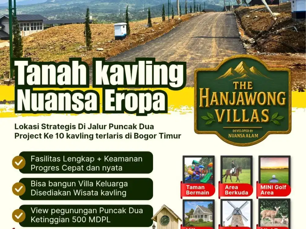 Dijual Tanah Kavling Murah Zona Kuning Siap Bangun Rumah VILLA Surat SHM Dekat Jakarta 90 Menit dari Tol Nagrak Cibubur