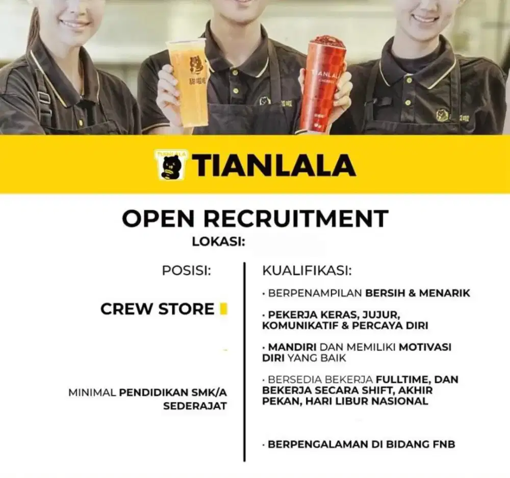 Karyawan toko / staff Outlet (Hanya Terima PRIA SAJA)