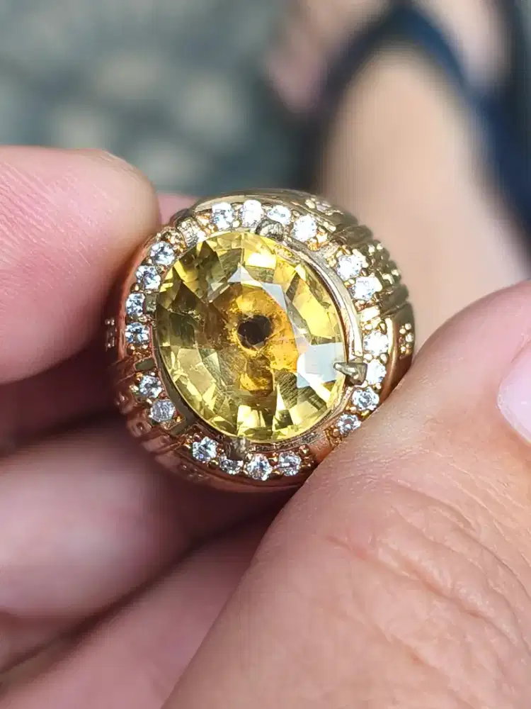 Batu Yellow citrine 8.83 carat ring alpaka GRI cocok di bawa ke kantor