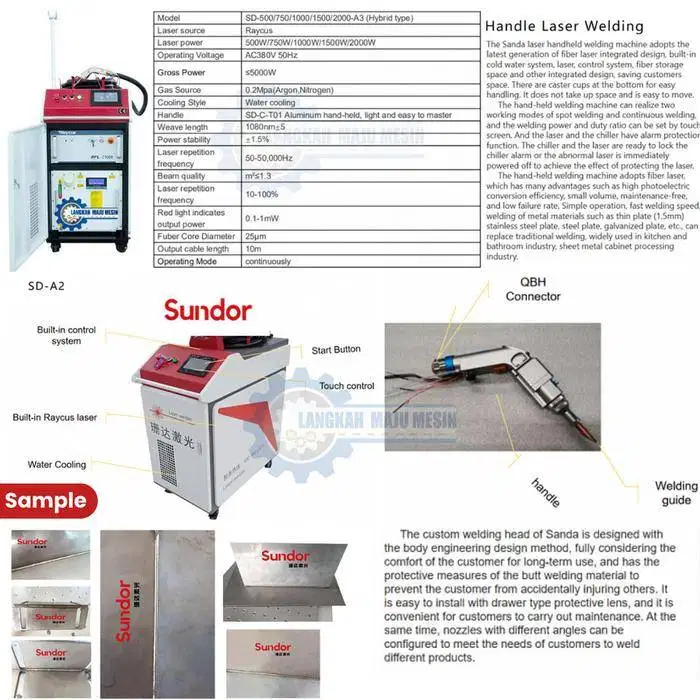 Handheld Fiber Laser Welding Machine 1500W Raycus Mesin Laser Tangan
