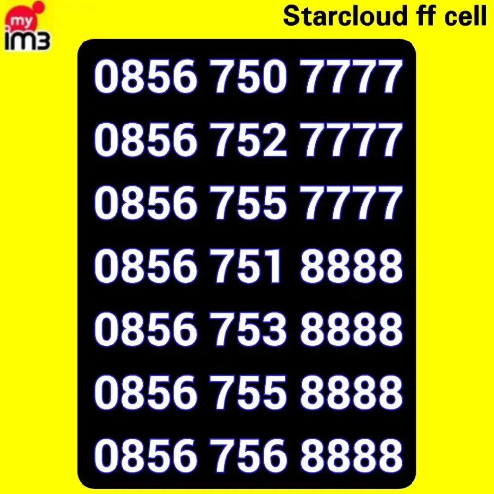 Perdana Nomor Cantik Indosat Im3 11 Digit Kwartet Ujung 7777 8888