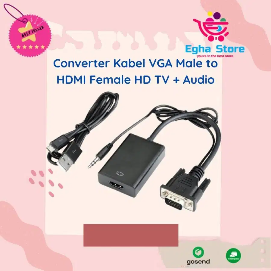 Converter VGA to HDMI Dengan Audio Cable Konverter Kabel VGA Male-HDTV
