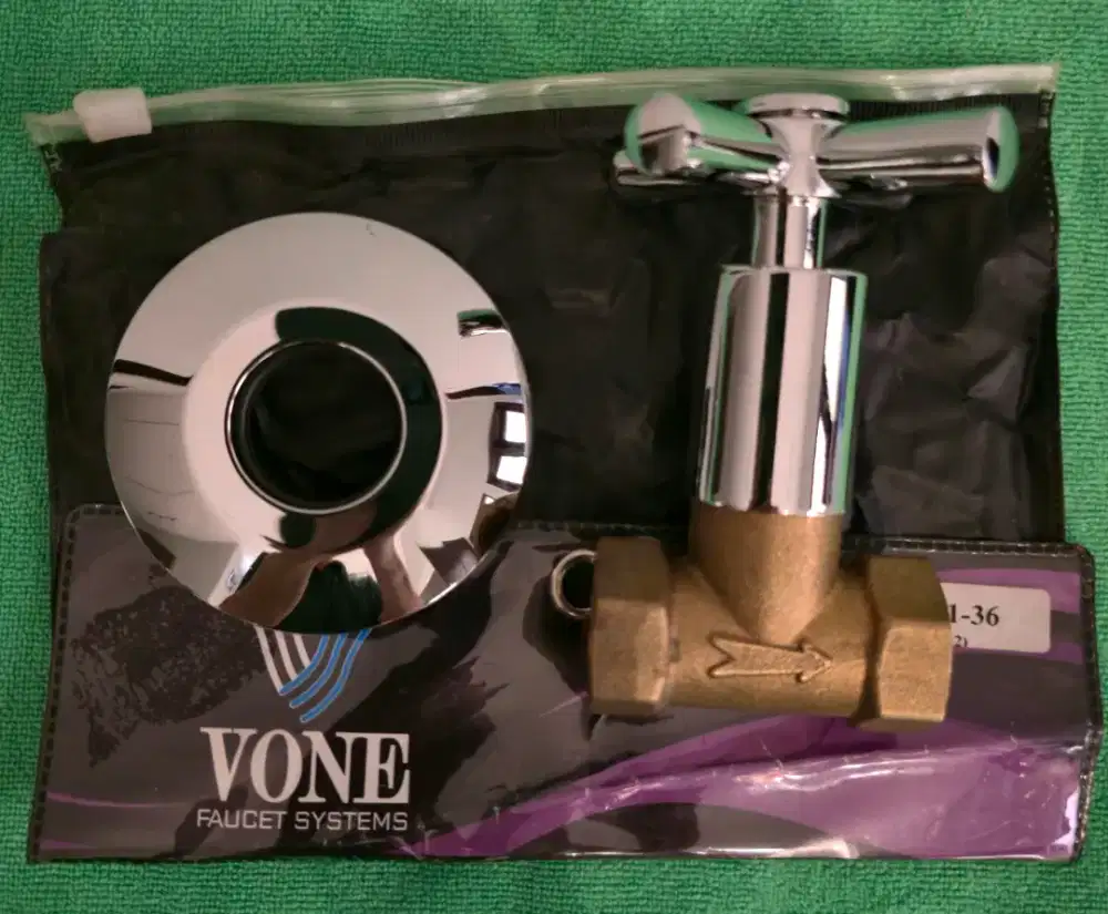 Stop kran shawer tembok Kuningan model baling.