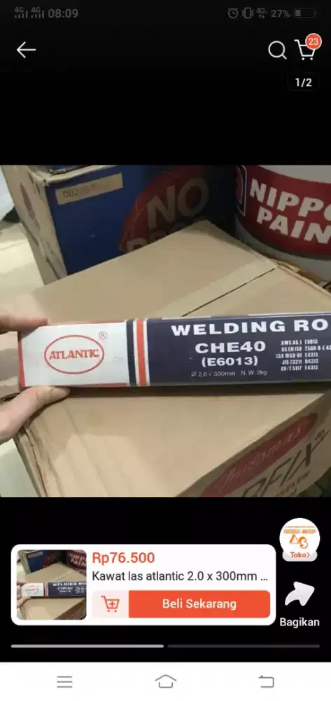 Jual kawat las atlantic E6013