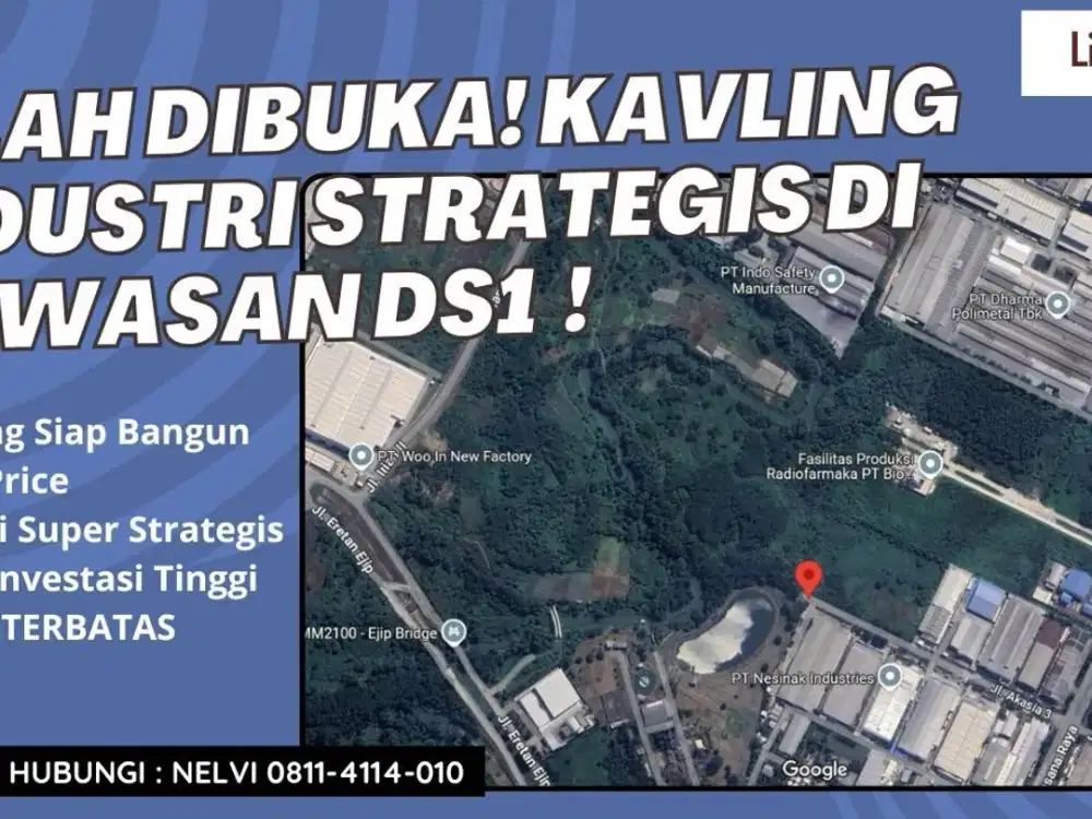 Dijual Cepat Kavling Industri di Delta Silicon 1