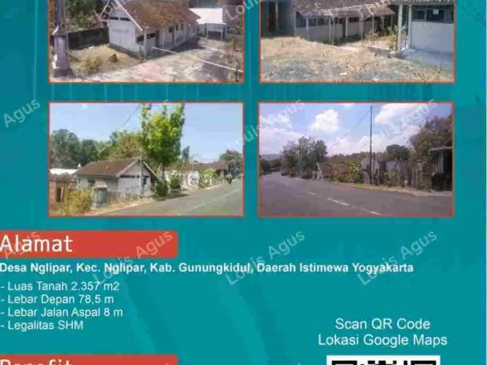 Tanah Murah Lokasi Strategis 0 Jalan Raya Nglipar, Gunung Kidul -DIY, Cocok Untuk Usaha dan Investasi