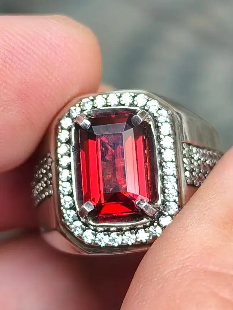 Cincin Batu garnet malaya 2.76 carat ring perak memo MRI top kristal