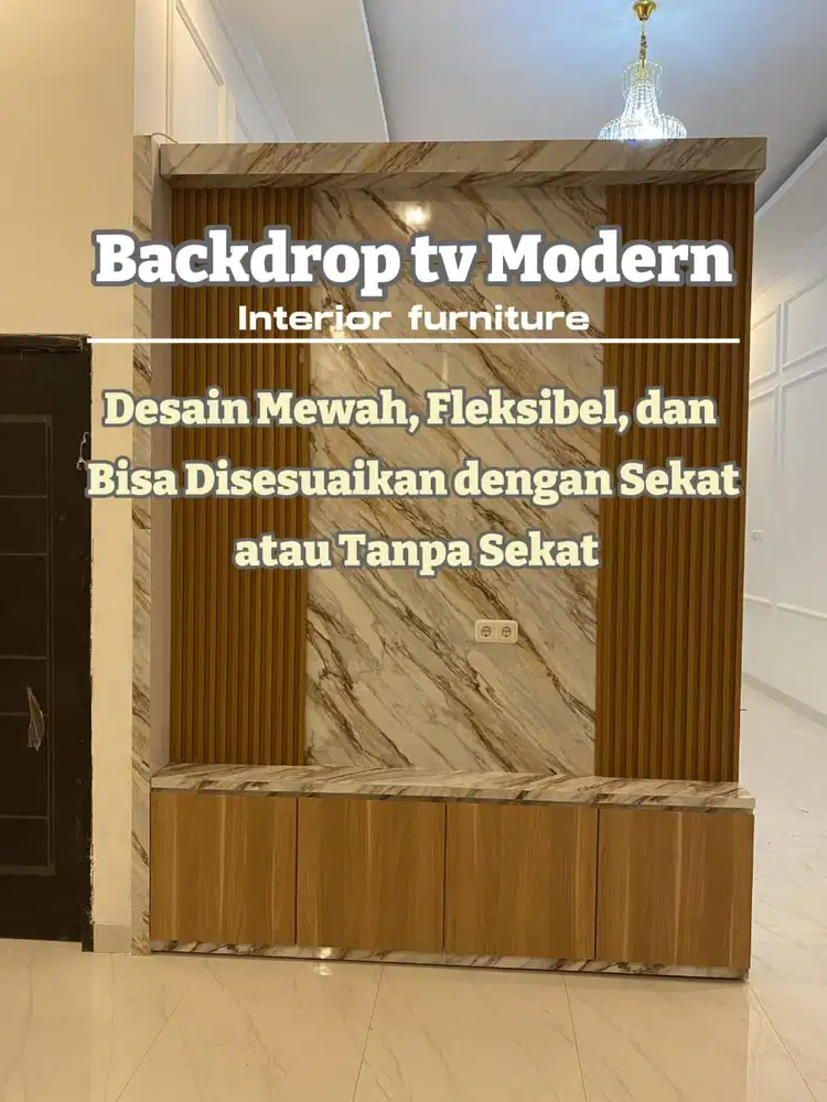 BACKDROP TV + SEKAT RUANGAN CUSTPM/BACKDROP TV LIPAT