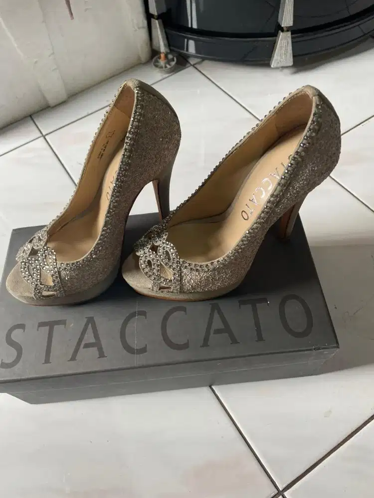 STACCATO Peep Toe Glitter Heels