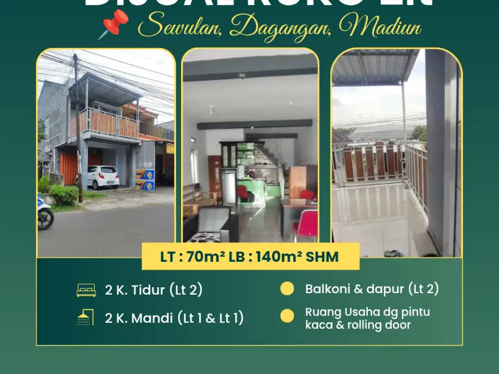 Dijual RUKO 2lt Dekat Pasar Slering Sewulan Madiun