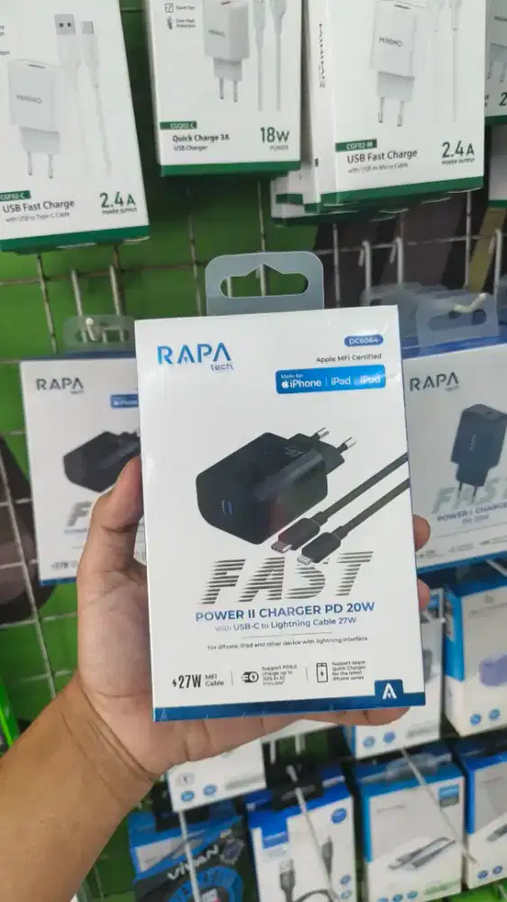 TRAVEL CHARGER TYPE C TO LIGHTNING 27W MFI RAPA TECH DC6064