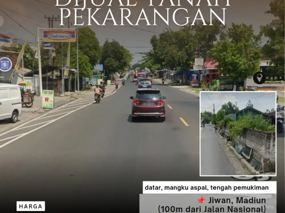 Tanah Pekarangan Dekat Jalan Nasional/ Raya Jiwan