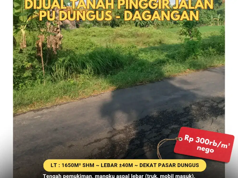 Tanah Luas di Pinggir Jalan PU Dungus - Dagangan