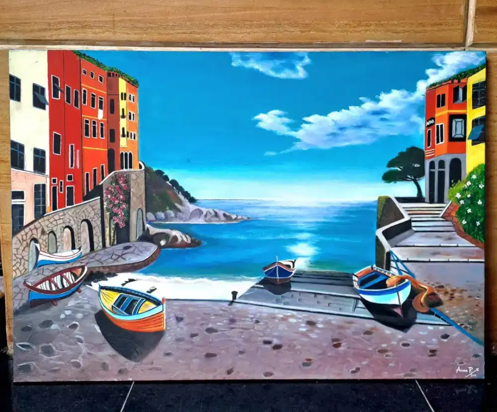 Lukisan Pemandangan Pantai Mediterranean