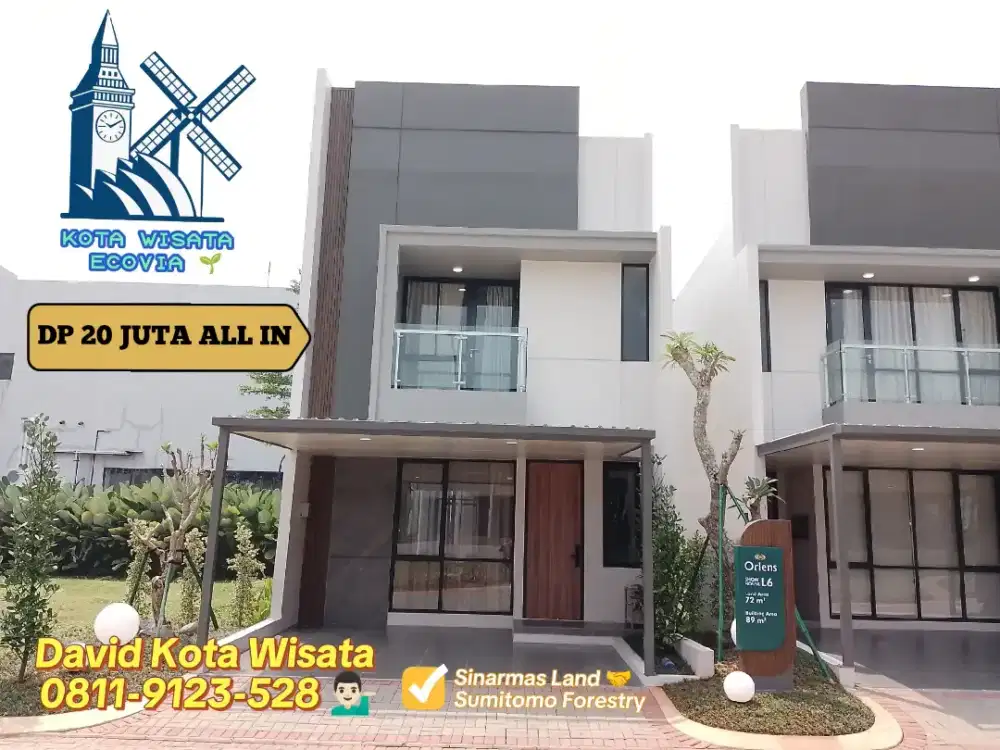 DIJUAL RUMAH KOTA WISATA 2 LT TANPA DP FREE PPN FREE BPHTB ANTI BANJIR