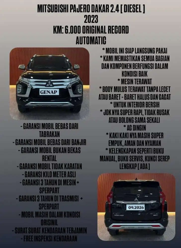 [ KM 6.000 ORIGINAL ] MITSUBISHI PAJERO DAKAR 2.4 AT 2023