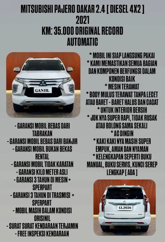 [ 3 YEAR WARRANTY ] MITSUBISHI PAJERO DAKAR 2.4 4X2 DIESEL AT 2021