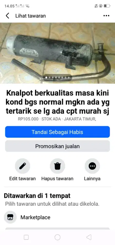 Knalpot berkualitas masa kini kond normal hrg terjangkau se lg ada cpt
