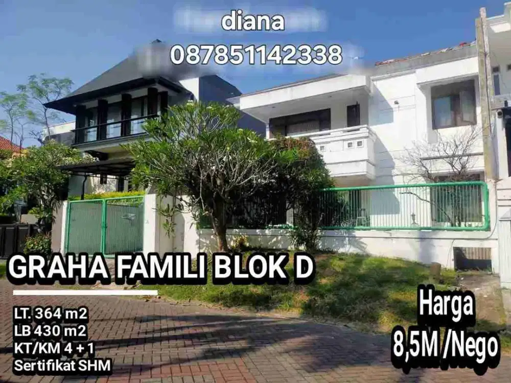 JUAL CEPAT RUMAH GRAHA FAMILI LUAS 364 2 LANTAI HITUNG TANAH