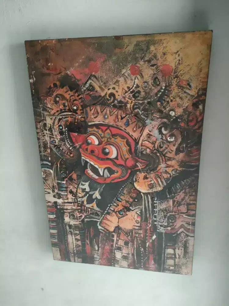 Lukisan Kanvas  Lawas Oil Painting  Barong - Bali  No Frame