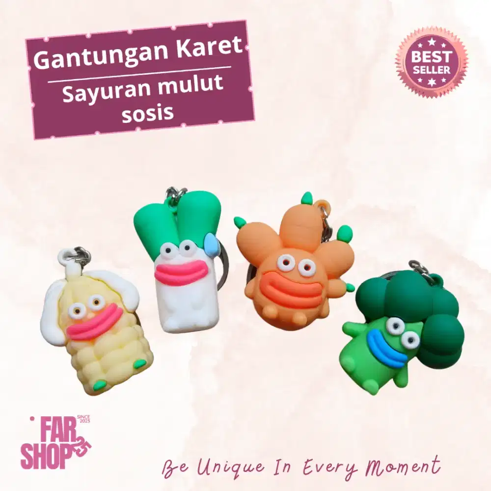 Gantungan Kunci Sayur Mulut Sosis Lucu Murah Karet Keychain Souvenir